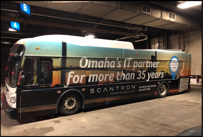 Street Side bus wrap on Omaha Metro Transit bus